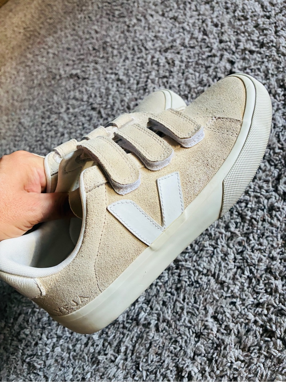 Veja Women's Beige Suede Velcro Sneakers 7.5 / 38